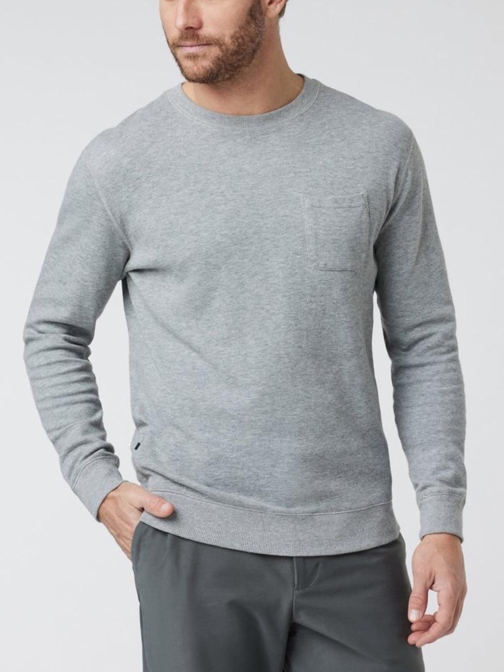 Vuori Light Grey Jeffrey’s Crewneck  with Pocket Medium